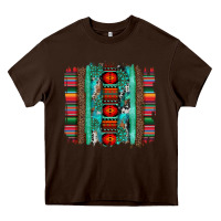 Chocolate Brown serape aztec leopard and turquoise glitter with gemstone brushstroke Heavy Core Tee - Artiststas