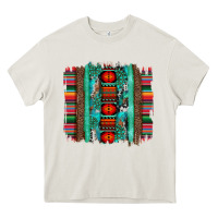 Cream serape aztec leopard and turquoise glitter with gemstone brushstroke Heavy Core Tee - Artiststas