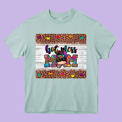 Hot Mess Mom Heavy Core Tee Designed By Zillion Design Studio
