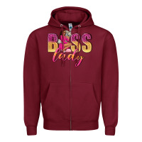 Burgundy boss lady afro woman Zipper Hoodie - NancyCooperArtShop