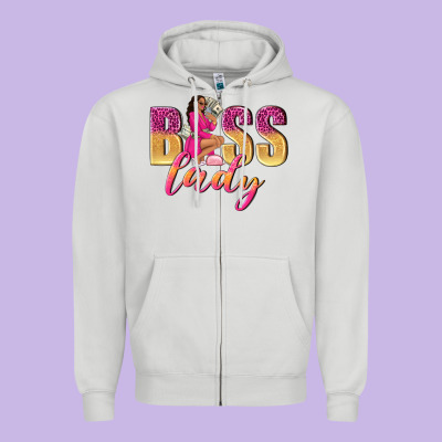 Boss Lady Afro Woman Zipper Hoodie Designed By Nancycooperartshop