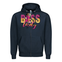 Navy boss lady afro woman Zipper Hoodie - NancyCooperArtShop