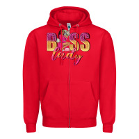 Red boss lady afro woman Zipper Hoodie - NancyCooperArtShop