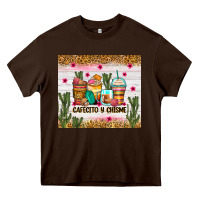 Chocolate Brown Cafecito y chisme coffee cups Heavy Core Tee - Zillion Design Studio