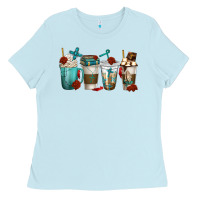 Baby Blue faith coffee cups Ladies Tee - texasbilliewilder