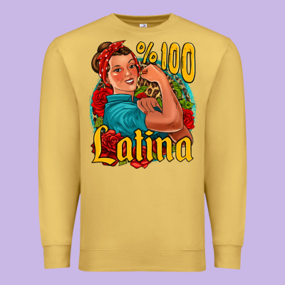 Hundred Percent Latina Strong Woman Premium Sweatshirt Designed By Jasminsmagicworld
