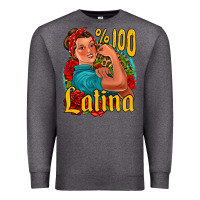 Charcoal Heather hundred percent latina strong woman Premium Sweatshirt - Jasminsmagicworld