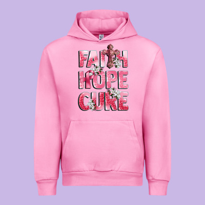 Faith Hope Cure Breast Cancer Urban Hoodie Designed By Cowgirlartshop