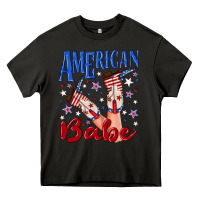 Asphalt American babe 4th july Heavy Core Tee - texasbilliewilder