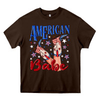 Chocolate Brown American babe 4th july Heavy Core Tee - texasbilliewilder