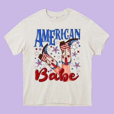 American Babe 4th July Heavy Core Tee Designed By Texasbilliewilder