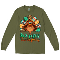 Army Green happy thanksgiving turkey Long Sleeve Tee - Jasminsmagicworld