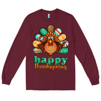 Burgundy happy thanksgiving turkey Long Sleeve Tee - Jasminsmagicworld