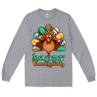 Heather Grey happy thanksgiving turkey Long Sleeve Tee - Jasminsmagicworld