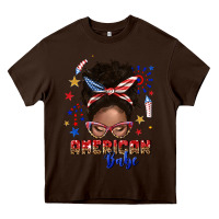 Chocolate Brown American babe afro messy bun Heavy Core Tee - texasbilliewilder