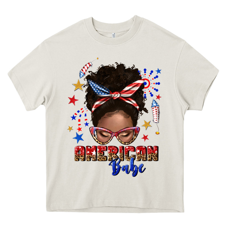 American Babe Afro Messy Bun Heavy Core Tee by texasbilliewilder | Teevron