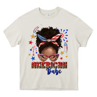 Cream American babe afro messy bun Heavy Core Tee - texasbilliewilder