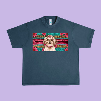 Shih Tzu License Plate Urban Heavy Tee Designed By Artiststas