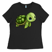 Black cute turtle Ladies Tee - Zillion Design Studio