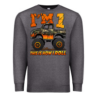 Charcoal Heather i'm one this is how i roll monster truck birthday Premium Sweatshirt - Jasminsmagicworld