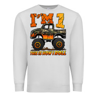 Dove Grey i'm one this is how i roll monster truck birthday Premium Sweatshirt - Jasminsmagicworld