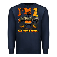Navy i'm one this is how i roll monster truck birthday Premium Sweatshirt - Jasminsmagicworld