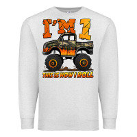 Oatmeal Heather i'm one this is how i roll monster truck birthday Premium Sweatshirt - Jasminsmagicworld