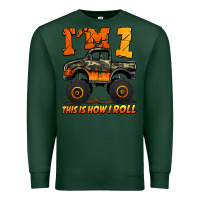 Sports Green i'm one this is how i roll monster truck birthday Premium Sweatshirt - Jasminsmagicworld
