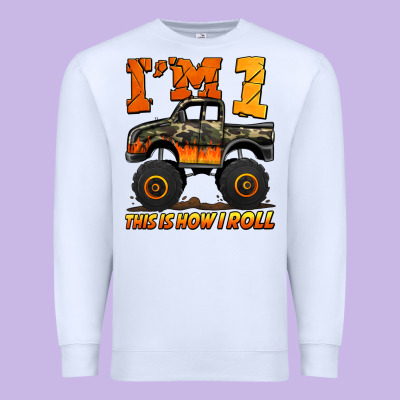 I'm One This Is How I Roll Monster Truck Birthday Premium Sweatshirt Designed By Jasminsmagicworld