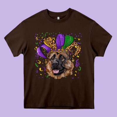 Heavy Core Tee mardi gras hat german shepherd