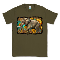 Army Green western sunflowers elephant Classic Tee - LillyAllenDesigns