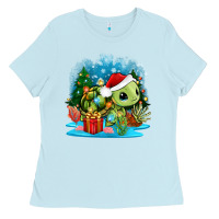 Baby Blue christmas turtle Ladies Tee - Zillion Design Studio