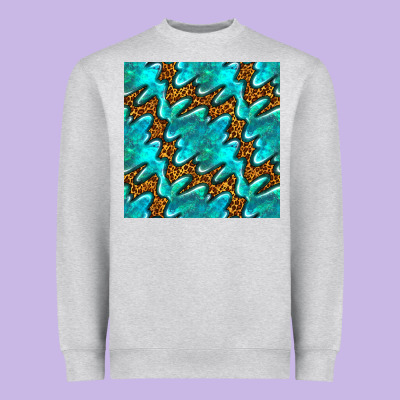 Turquoise Leopard Seamless Pattern Heavyweight Sweatshirt Designed By Bundleandbundleshop