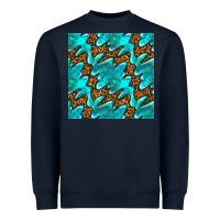 Navy turquoise leopard seamless pattern Heavyweight Sweatshirt - BundleAndBundleShop