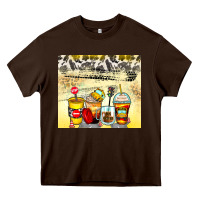 Chocolate Brown bus driver coffee cups Heavy Core Tee - Zillion Design Studio