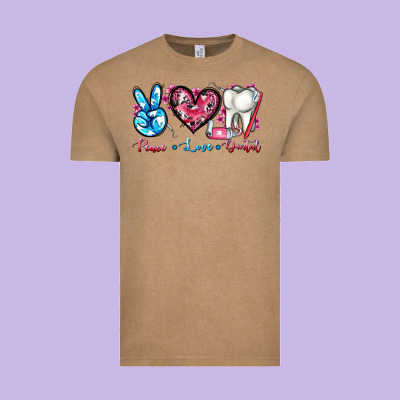 Peace Love Dental Vintage Tee Designed By Adodesignshop