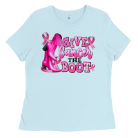 Baby Blue give cancer the boot Ladies Tee - RanaPortraitStore