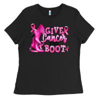 Black give cancer the boot Ladies Tee - RanaPortraitStore