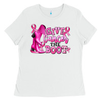 White give cancer the boot Ladies Tee - RanaPortraitStore