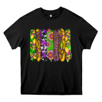 Black mardi gras sunflower fleur de lis leopard cowhide brushstrokes Heavy Core Tee - Artiststas