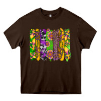 Chocolate Brown mardi gras sunflower fleur de lis leopard cowhide brushstrokes Heavy Core Tee - Artiststas