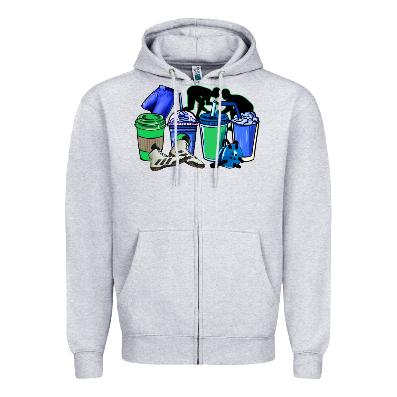 Wrestling Coffee Cups Zipper Hoodie by NancyCooperArtShop | Teevron