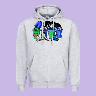 Wrestling Coffee Cups Zipper Hoodie Designed By Nancycooperartshop
