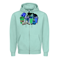 Seafoam wrestling coffee cups Zipper Hoodie - NancyCooperArtShop