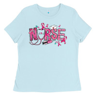 Baby Blue breast cancer nurse Ladies Tee - RanaPortraitStore