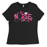 Black breast cancer nurse Ladies Tee - RanaPortraitStore