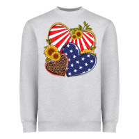 Heather Grey america heart and sunflower Heavyweight Sweatshirt - Artiststas