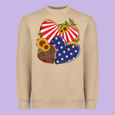 America Heart And Sunflower Heavyweight Sweatshirt Designed By Artiststas