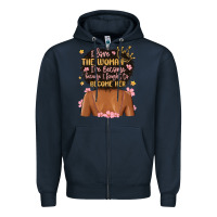Navy i love the woman i've become because i fought to b Zipper Hoodie - MaliasSmallBusiness