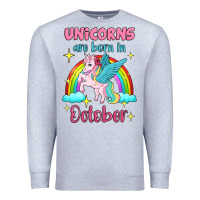 Heather Grey unicorns are born in october Premium Sweatshirt - Jasminsmagicworld